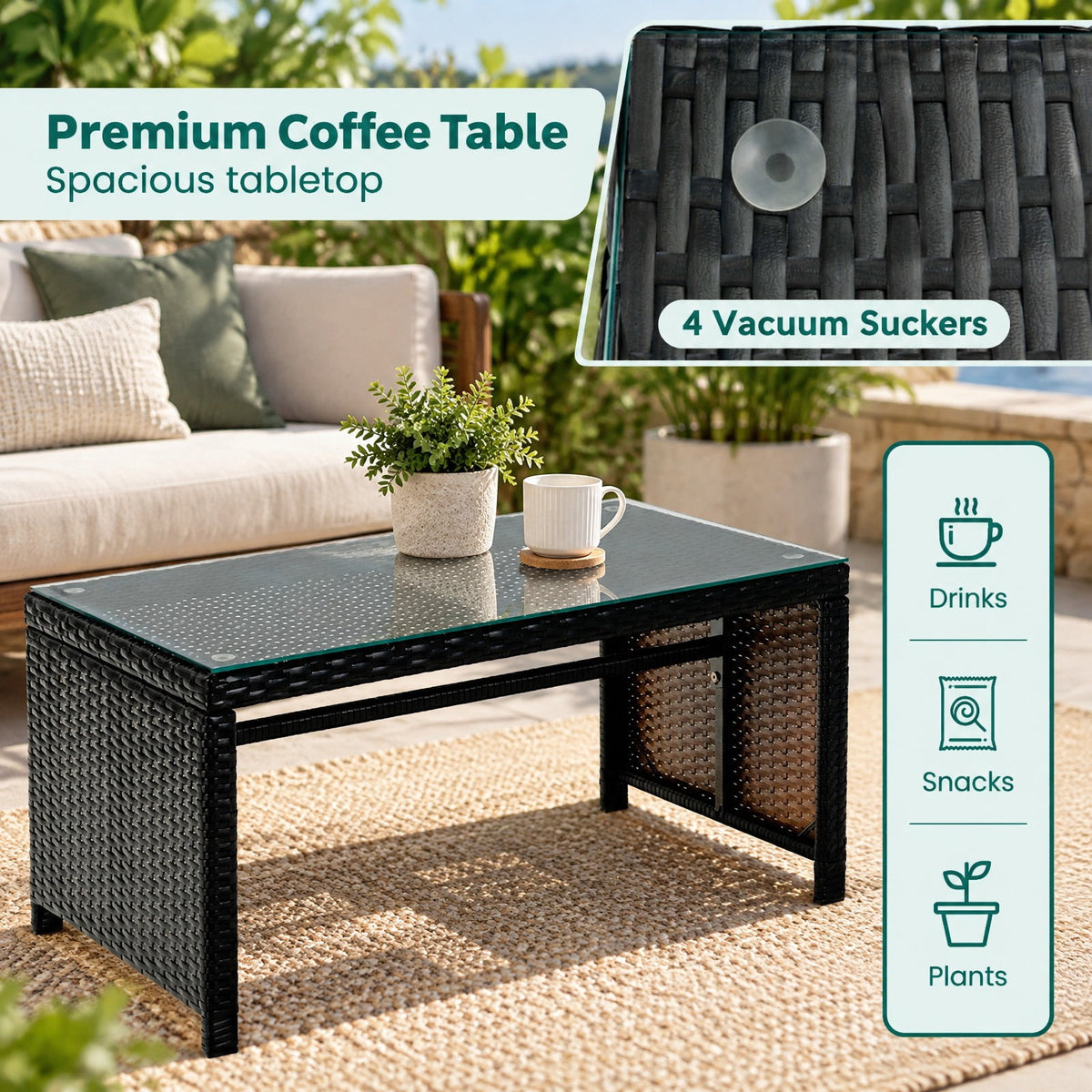 Airfind 4 Pieces Patio Rattan Cushioned Furniture Set, Rattan Frame, 43.5 x 25 x 31 Footprint, Red