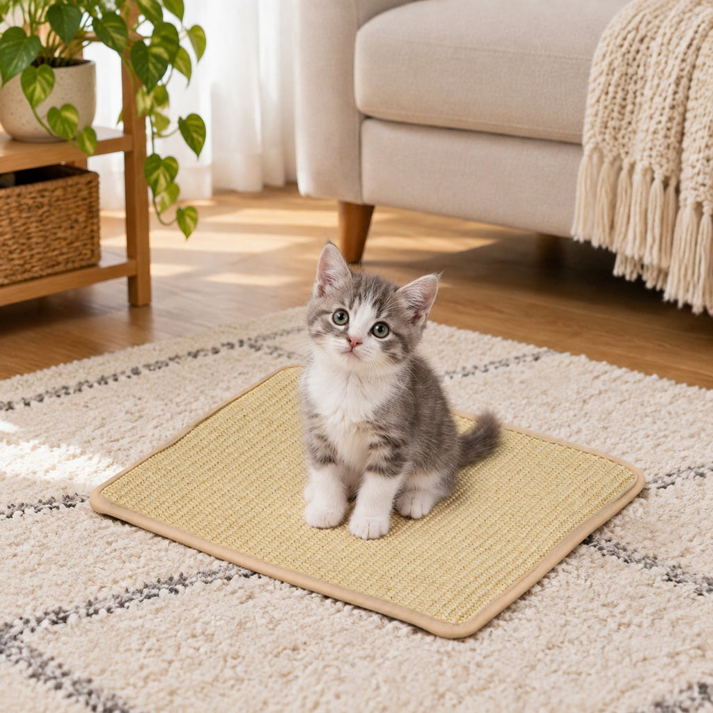 Airfind Cat Scratching Pads Set of 6, 16 x 12 Inch Sisal Scratch Mats featuring Latex Backing for Furniture and Floor Protection, Natural