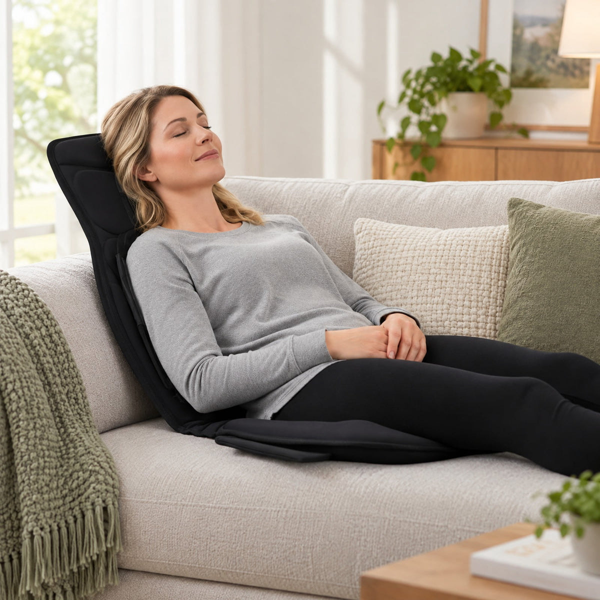 Airfind Back Massager Seat Cushion with Heat and 10 Vibration Motors for Pain Relief, Sponge Polyester Frame, 41.34 x 19.69 x 1.38 Footprint
