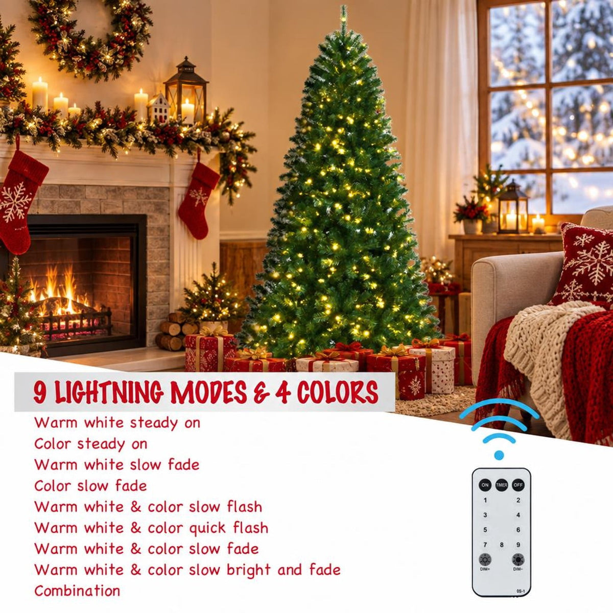 Airfind Artificial Hinged Christmas Tree with Remote-controlled Color-changing LED Lights-7ft, New PVC metal 6 Ft: Frame, 6ft x 3.1ft Footprint, Green