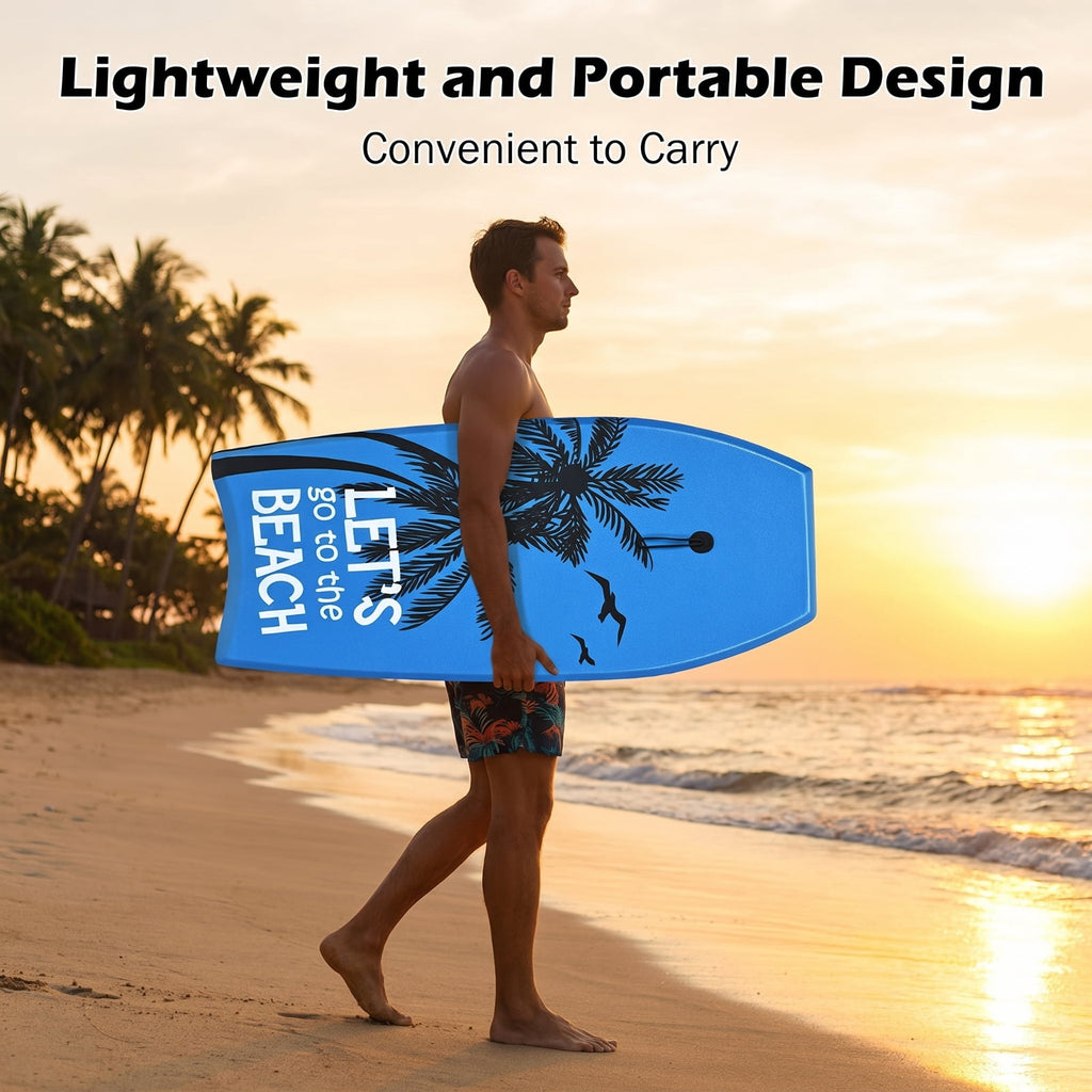 Airfind 41 Inch Ultra-Light IXPE Bodyboard for Adults ¡ª Cool-Touch Deck, EPS Core, HDPE Slick Bottom, Crescent Tail, Coiled Wrist Leash (Blue)