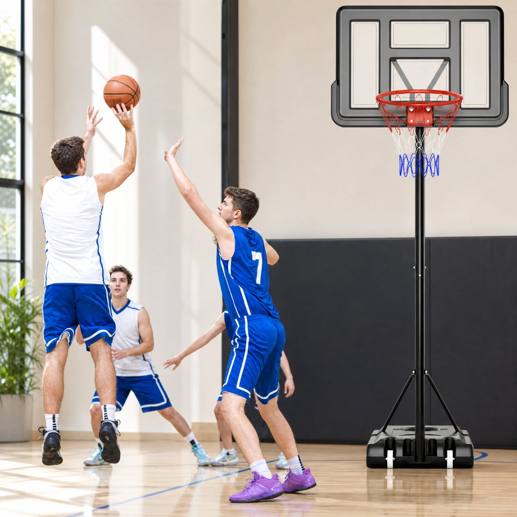 Airfind Portable Basketball Hoop Outdoor with 44 Inch Backboard, 4.4 to 10 FT Adjustable Basketball Goal System with 2 Wheels and Fillable Base, Black