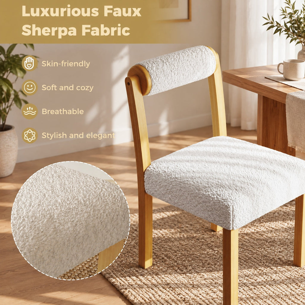 Airfind Wooden Dining Chair with Rubber Wood Frame and Cylinder Back Set of 2, 330 lbs Capacity, 20 Inch x 23.5 Inch x 34 Inch Footprint, White