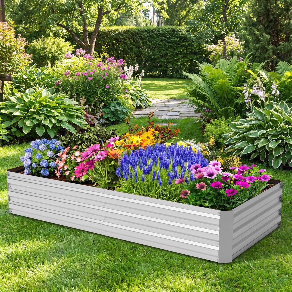 Airfind 6 x 3 x 3 Feet Galvanized Raised Garden Bed with Greenhouse, Galvanized Steel Metal PVC Frame, Green