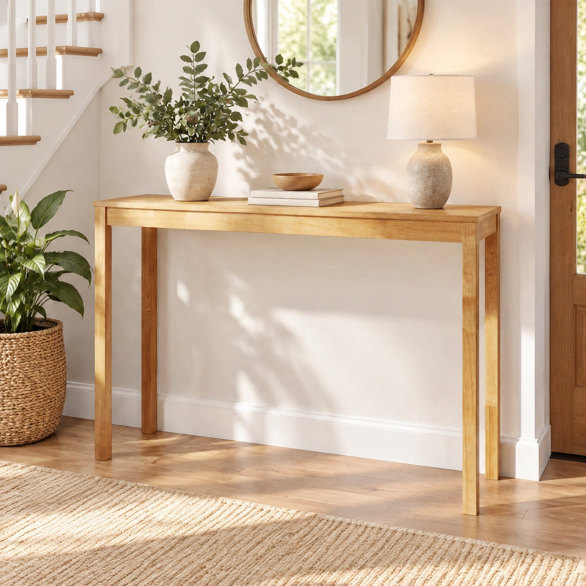 Airfind Wooden Console Table Modern Farmhouse Sofa Table with Thickened Top, 132 lbs Capacity, Rubber Wood MDF Frame, 48 x 12 x 32 Footprint