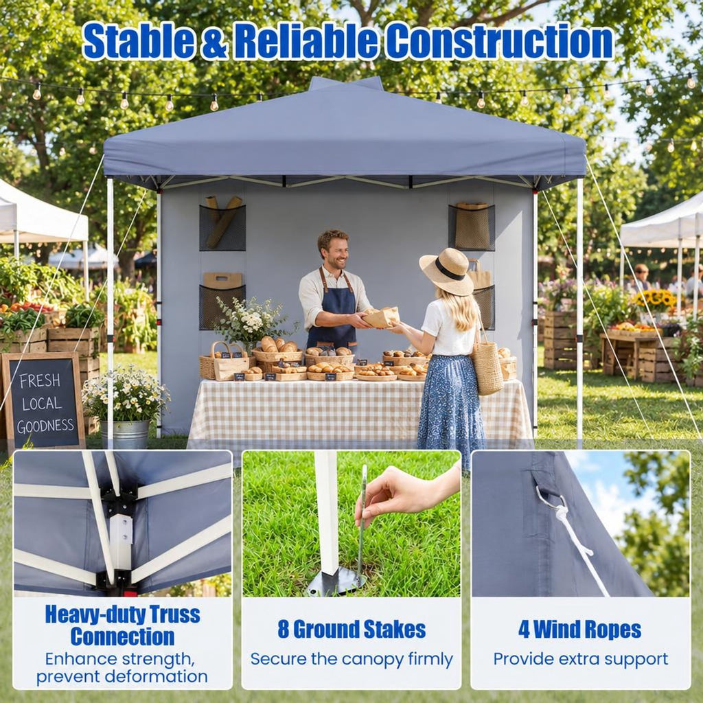 Airfind 10 x 10 FT Pop up Canopy Tent with Sidewall 6 Pockets Instant Setup Commercial Gazebo, 150D Oxford Fabric Metal Frame, Gray