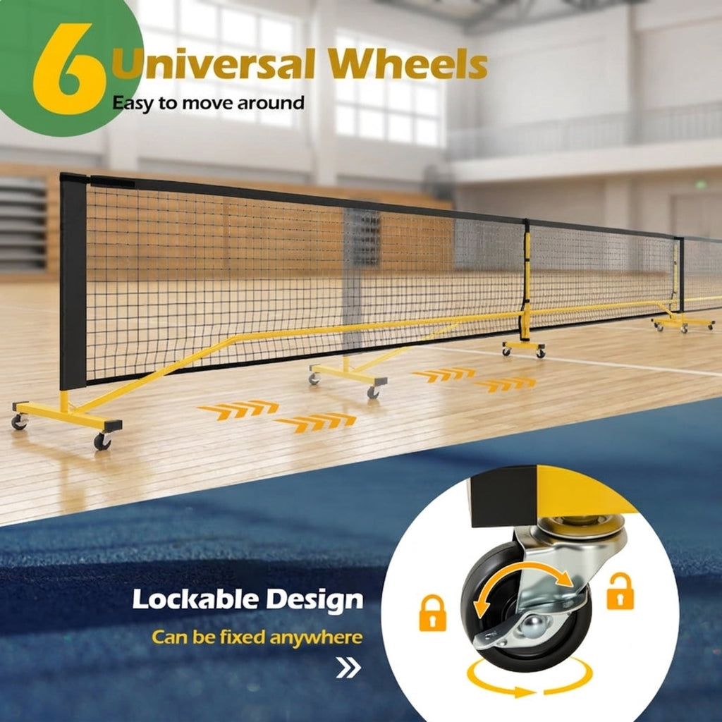 Airfind 22-Foot Portable Pickleball Net with Rolling Wheels Carry Bag, Black