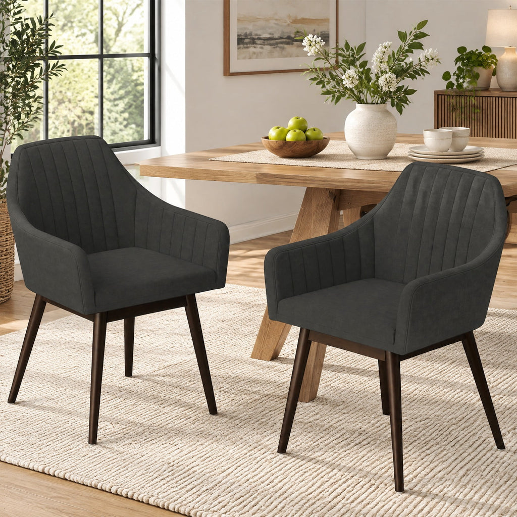 Airfind Dining Chairs Set of 2 Upholstered Accent Chairs with Comfy Padded Backrest and Seat, 286 lbs Capacity, Black