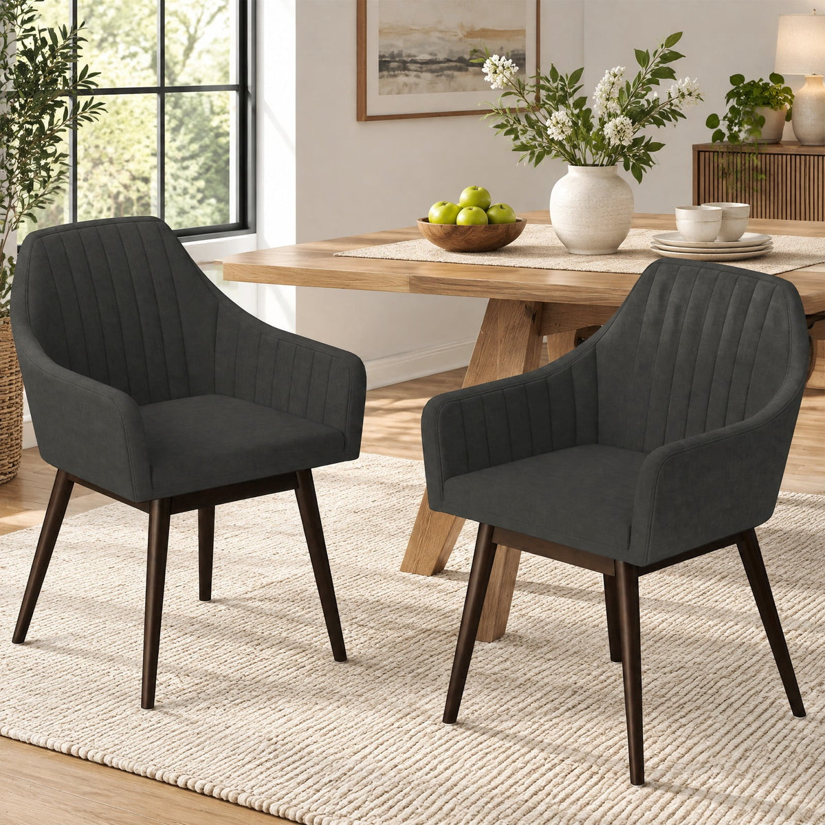 Airfind Dining Chairs Set of 2 Upholstered Accent Chairs with Comfy Padded Backrest and Seat, 286 lbs Capacity, Black