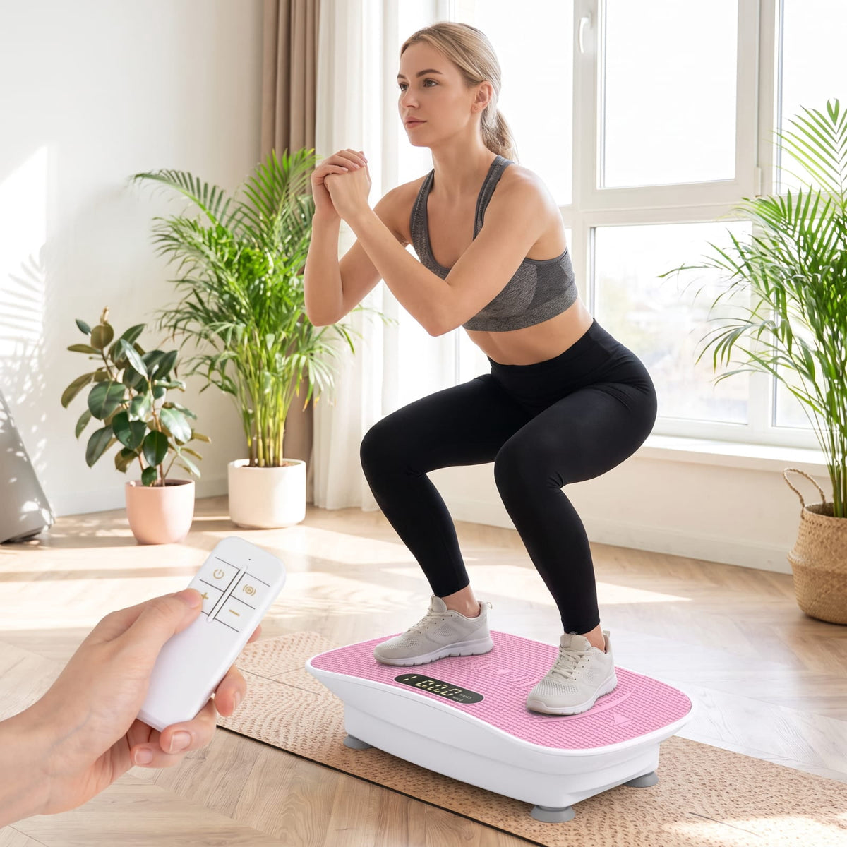 Airfind Vibration Plate Exercise Machine with 10 Speed Levels and Remote for Whole Body Workout Lymphatic Drainage, White