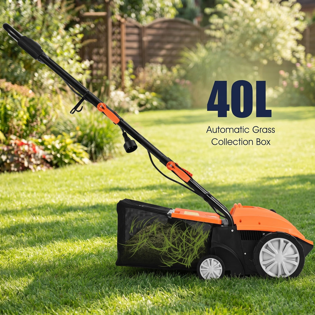 Airfind 13 Inch 12 Amp Electric Scarifier with Collection Bag and Removable Blades, PP steel Frame, Orange