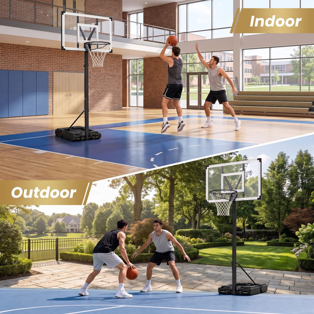 Airfind Portable Basketball Hoop with 4.43 to 10 Foot Adjustable Height 44 Inch Shatterproof Backboard and Ball Storage for Backyard, Black