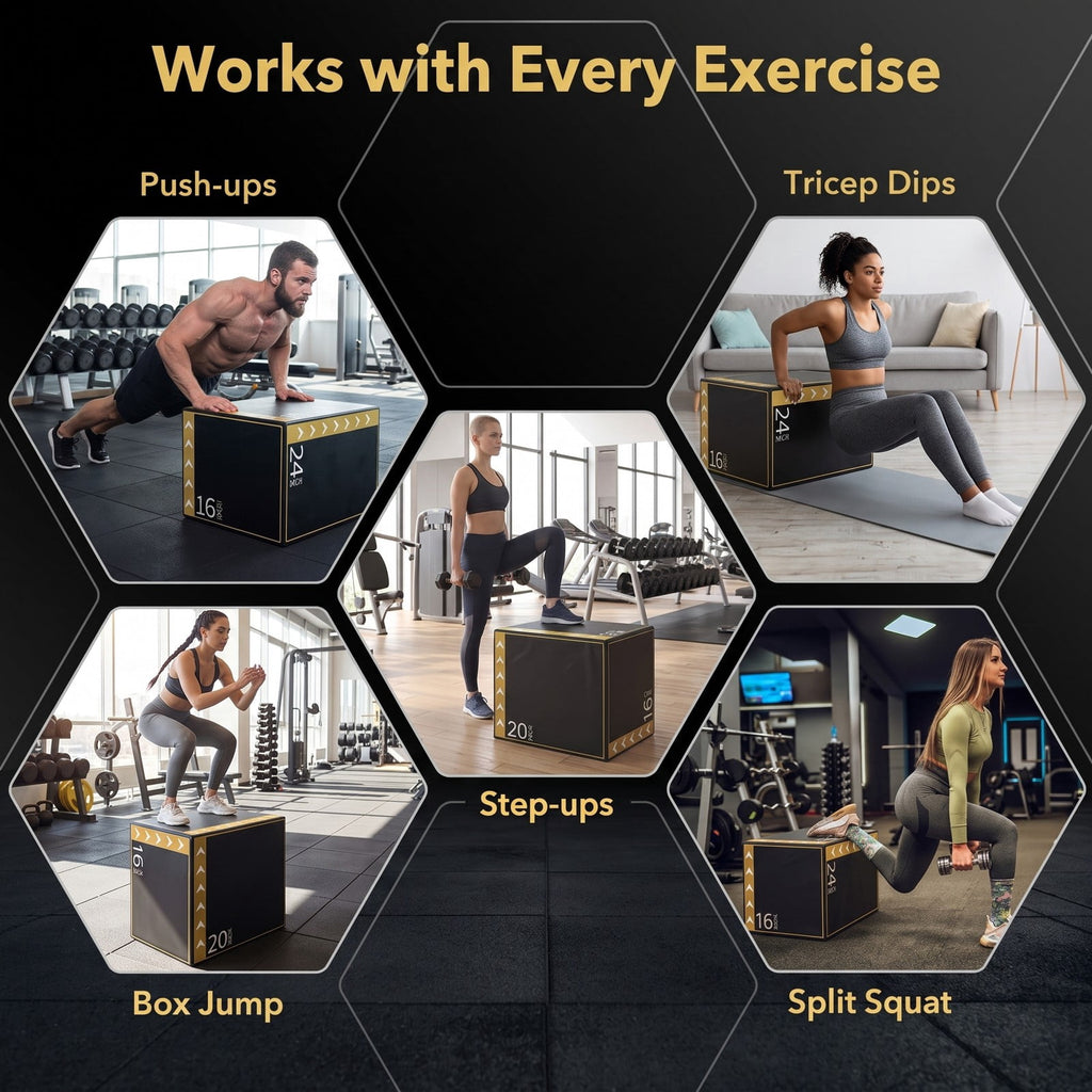 Airfind 3 in 1 Plyometric Box 16 x 20 x 24 Inch Soft Foam Plyo Jump Box for Home Gym Box Jumps and HIIT Training, Multicolor