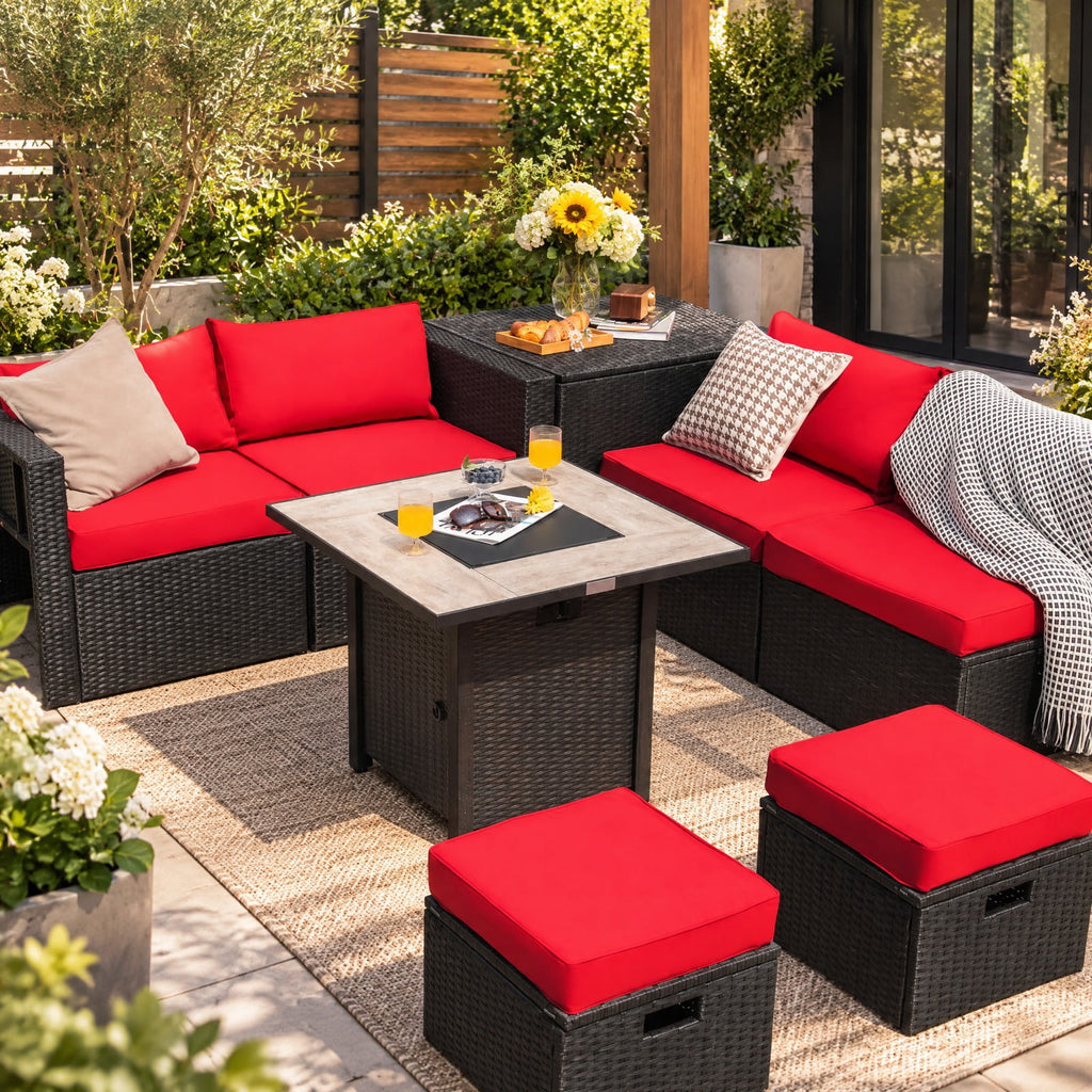 Airfind 30 Inch Square Propane Gas Fire Pit Table Ceramic Tabletop, Steel Frame, Black, Adjustable foot pads ensure extra stability