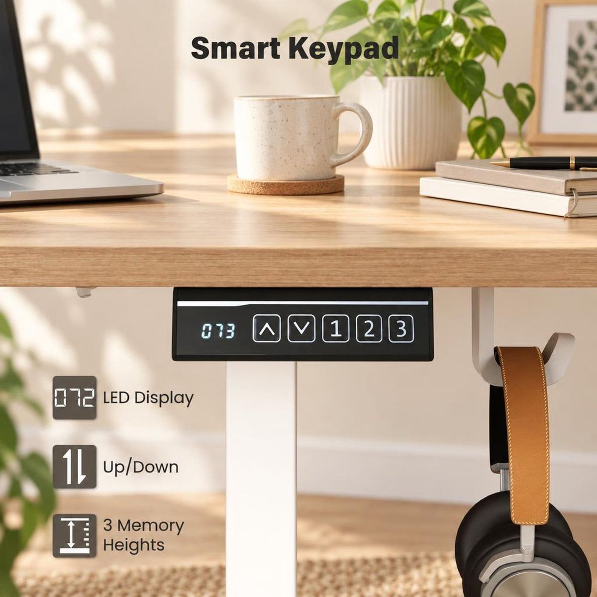 Airfind 63 x 24 Inch Height Adjustable Sit Stand Computer Desk with 3 Memory Presets, 200 lbs Capacity, Engineered Wood Metal Frame, Grey