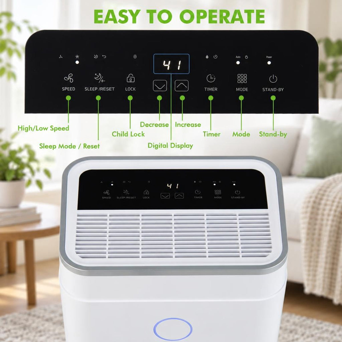 Airfind 60-Pint Dehumidifier for Home and Basements 4000 Sq. Ft with 3-Color Digital Display, ABS Frame, 13 x 9 x 22.5 Footprint, White