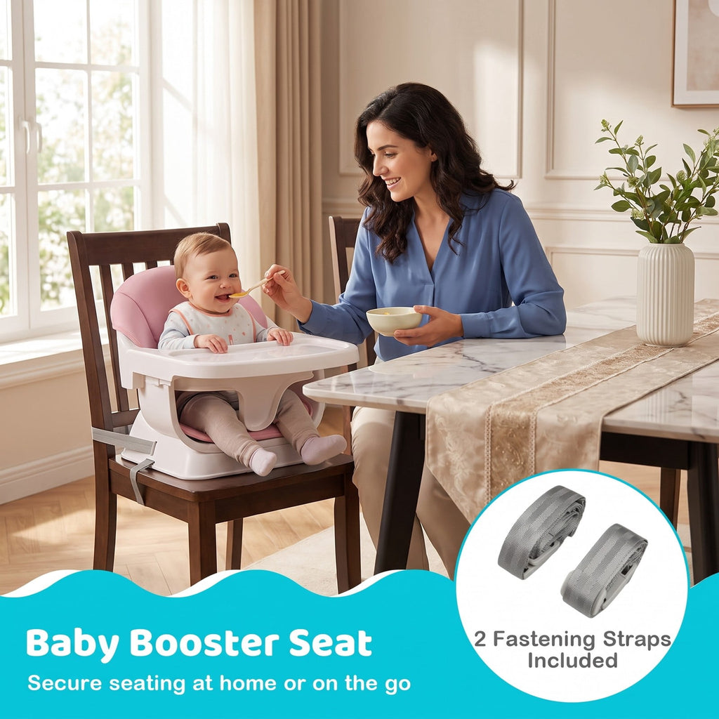 Airfind 9-in-1 Convertible High Chair with Solid Wood Legs for Babies and Toddlers, 33 lbs Capacity, PP Frame, for 6 months to 3 years old, Pink