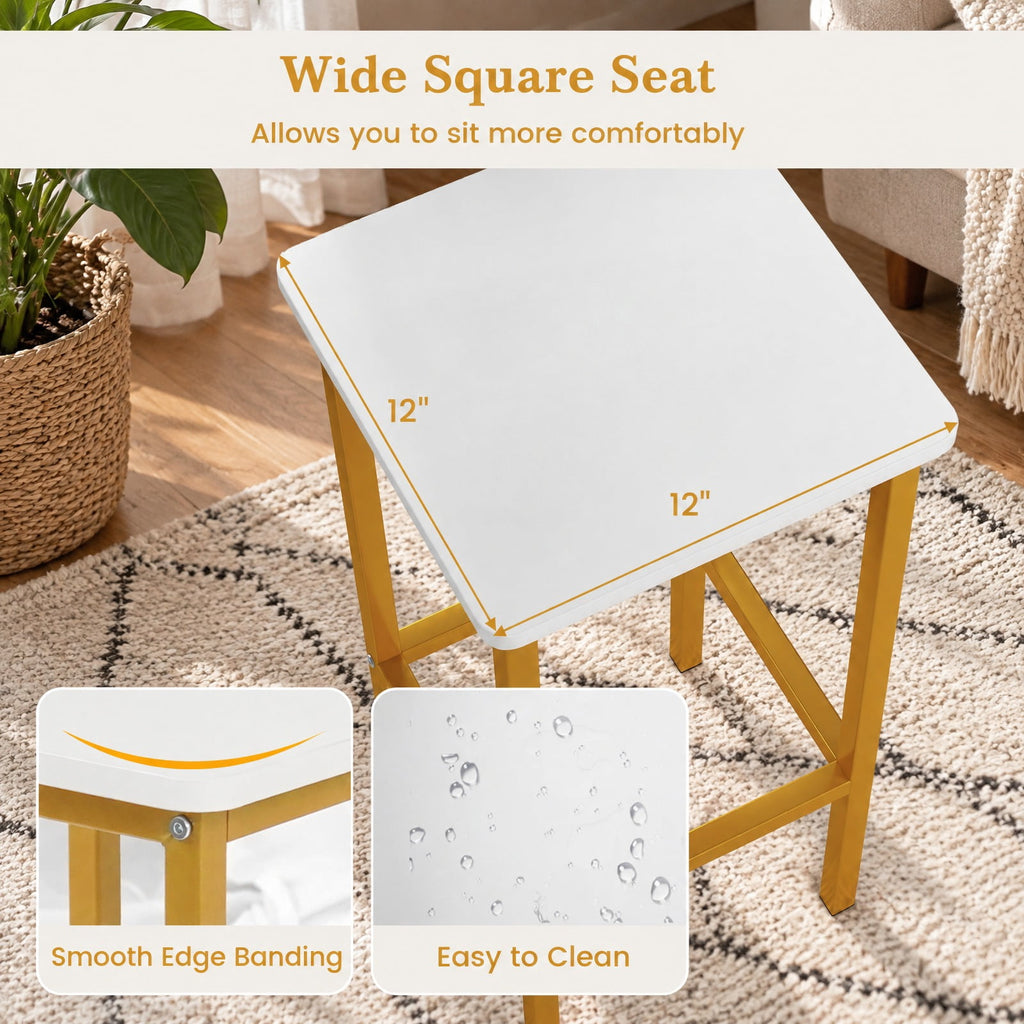 Airfind Set of 4 Bar Stool Set 26 Inch Bar Chair with Metal Legs and Footrest, 330 lbs Capacity, Engineered Wood Metal Frame, White