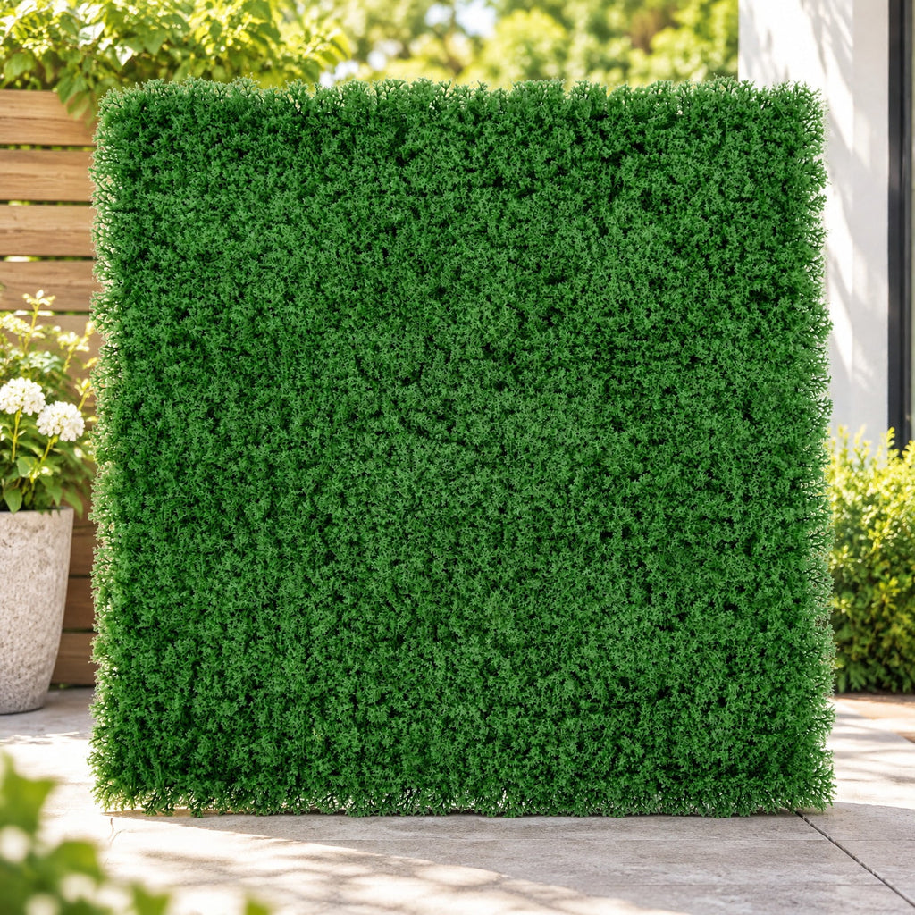 Airfind 12 Pieces 20 x 20 inches Artificial Grass Wall Panels for Garden Yard Balcony, PE Each Frame, Green