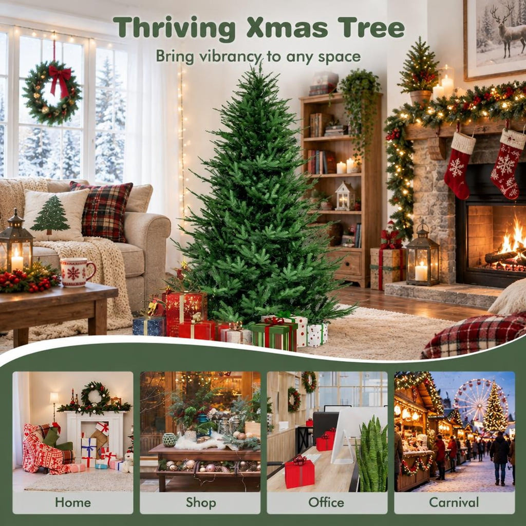 Airfind Pre-lit Christmas Tree with 280 Warm White LED Lights and 8 Lighting Modes-7 ft, White, the 3-section design easy to install and store