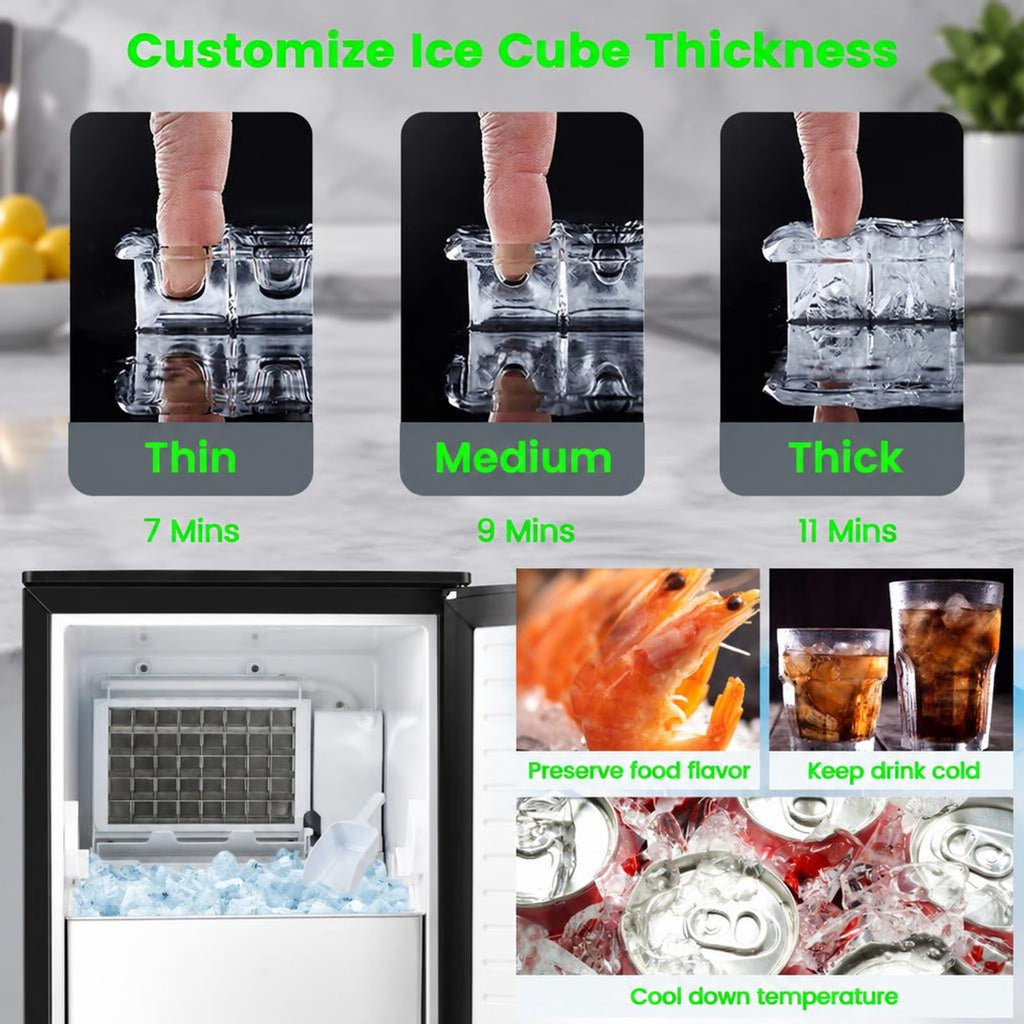 Airfind Free-Standing Built-In Undercounter Ice Maker, Stainless Steel PP Zinc-Plated Sheet ABS for Convenient Everyday Use, Silver