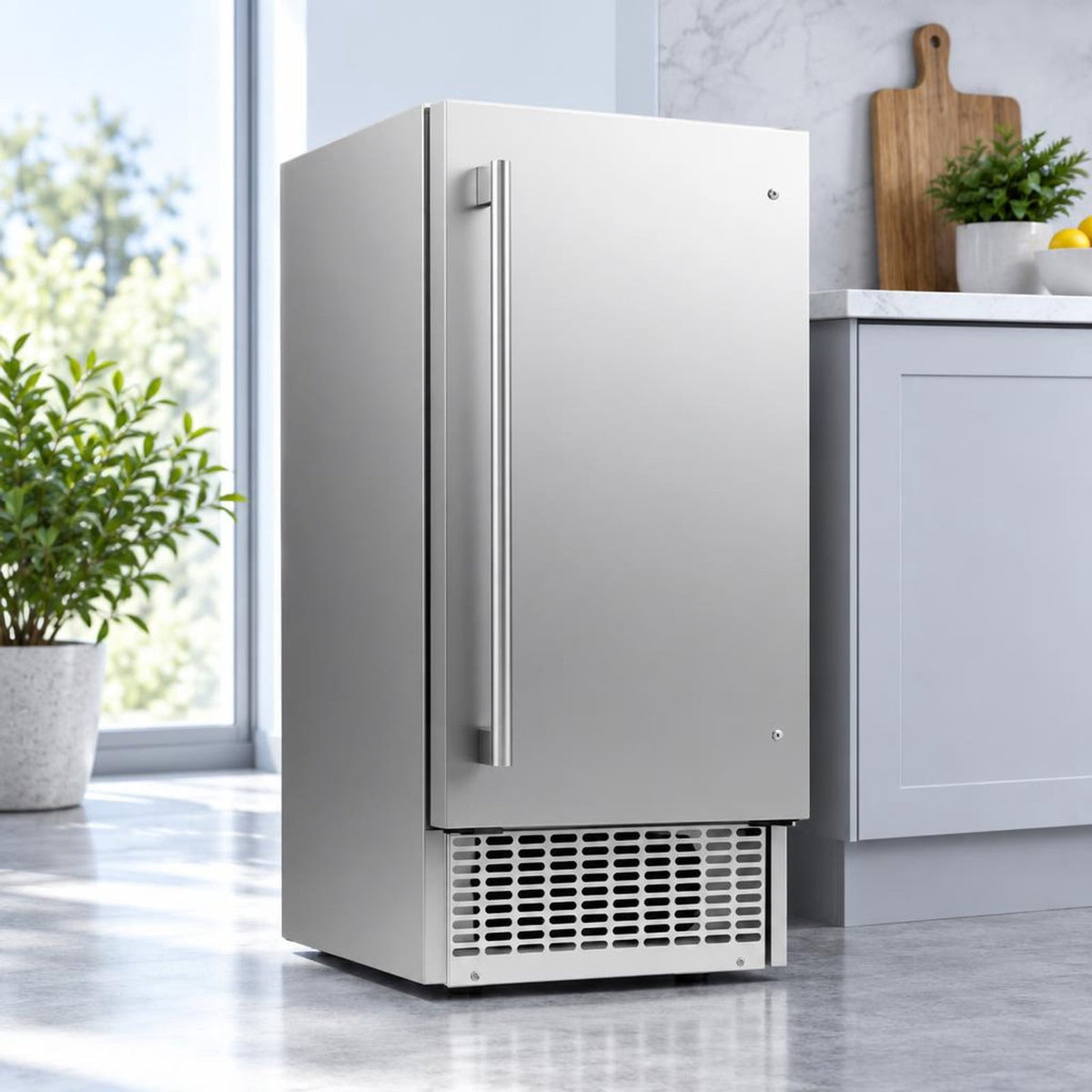 Airfind Commercial Ice Maker with 25 lbs Storage Capacity for Home Bar Cafe, Stainless Steel Galvanized Steel Frame, Silver