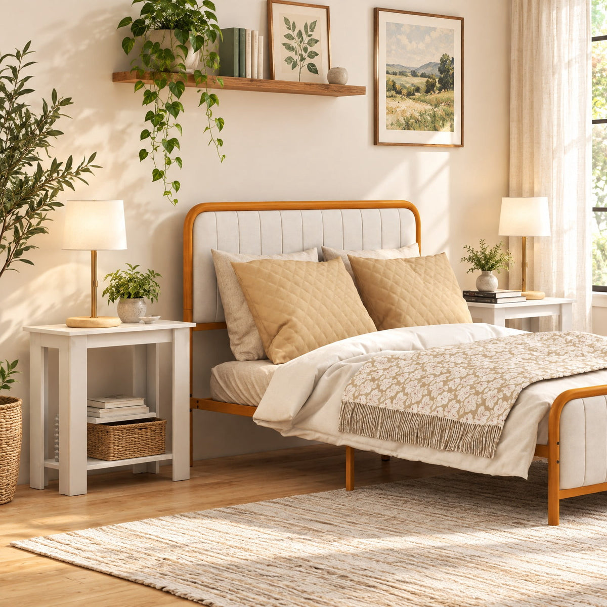 Airfind 2-Tier Modern Compact End Table with Storage Shelf, 110 lbs Capacity, Engineered Wood Frame, 23.5 x 12 x 24 Footprint, White
