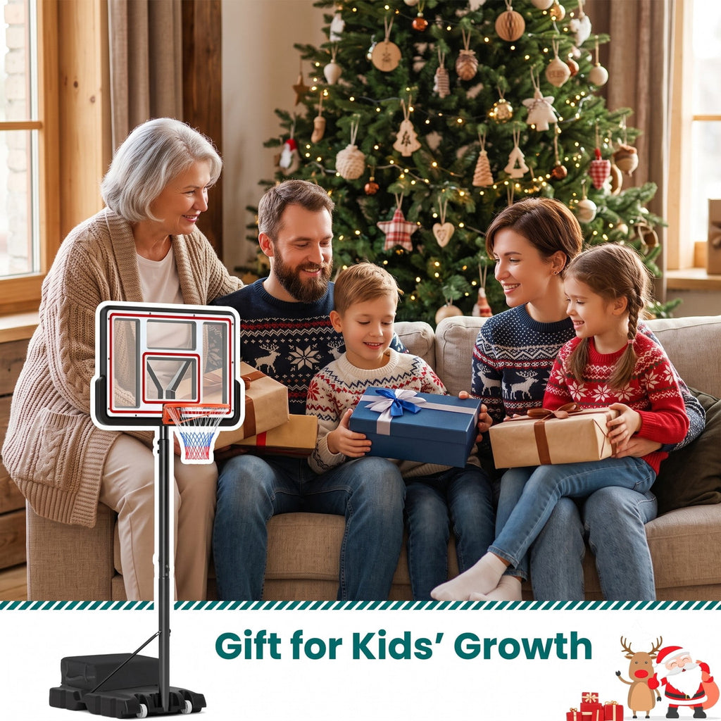 Airfind Portable Basketball Hoop System, Adjustable 7.4-10 ft Basketball Goal with 44 in Shatterproof Backboard and Fillable Base for Kids Teens Adults Indoor, Black