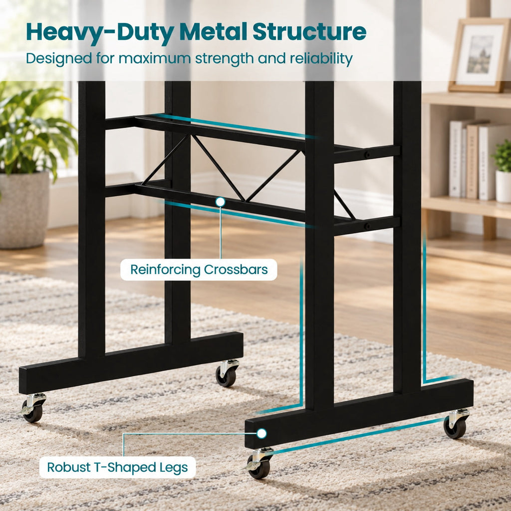 Airfind Height Adjustable Laptop Desk with Fabric Drawer Tablet Holder and Lockable Wheels, 45 lbs Capacity, 31.5 x 20 x 29-45.5 Footprint