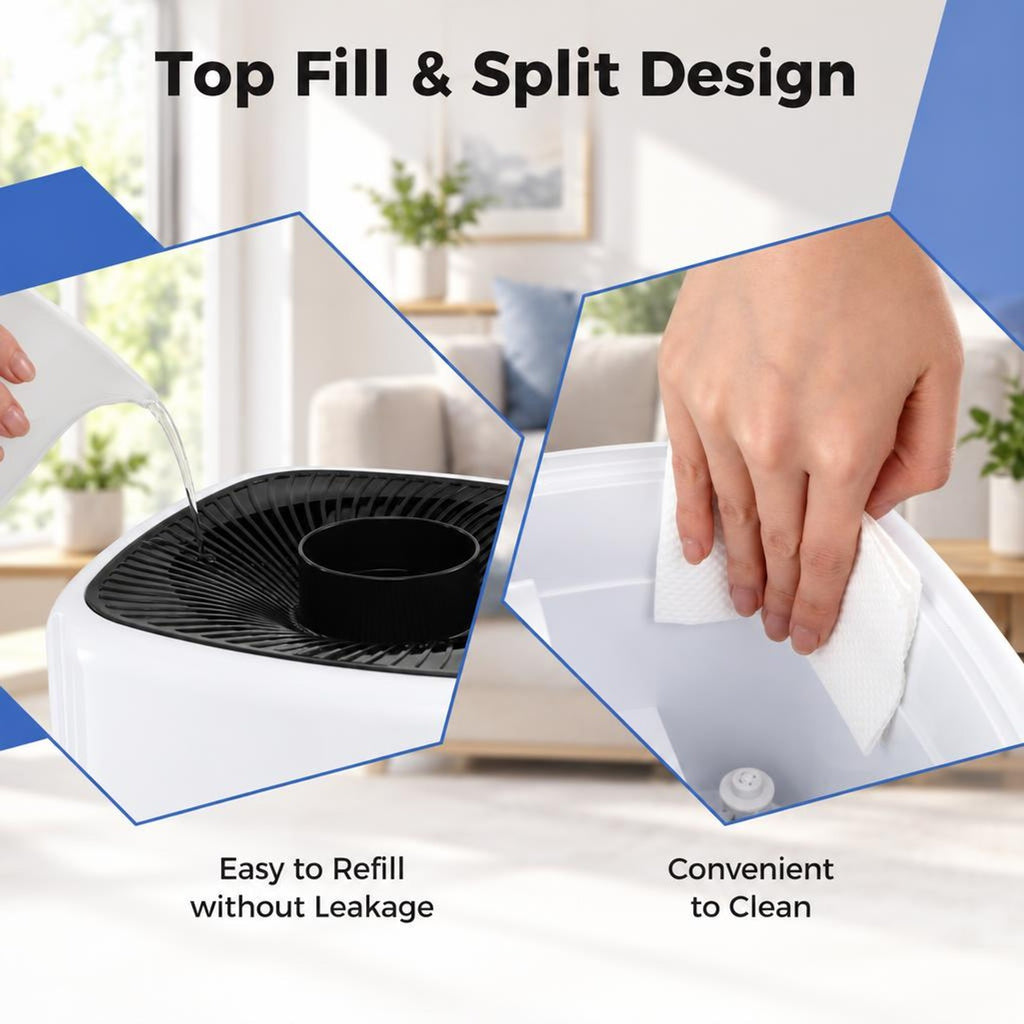 Airfind 5.5Gal Humidifier with 360° Nozzles and Wheels for Large Room, ABS Frame, White, Auto shut down when the water tank is full