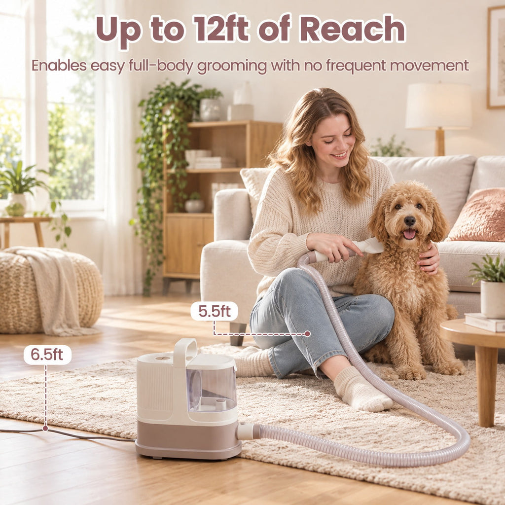 Airfind 9-in-1 Dog Grooming Vacuum Kit for Shedding with 3 Suction Modes and Clippers for Dogs and Cats Home Cleaning, WhiteMaterial ABS PPOverall