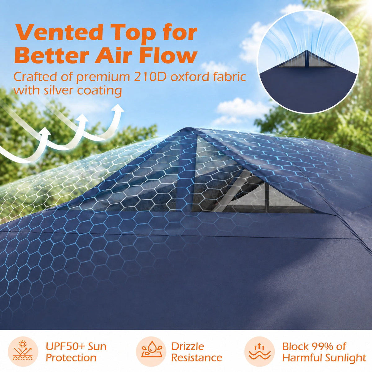 Airfind 10 x 10 Feet Outdoor Commercial Pop up Canopy Tent, 210D Oxford Fabric Metal Frame, 10 x 10 x 8.2-8.8 ft (L x W x H) 3 Footprint, Blue
