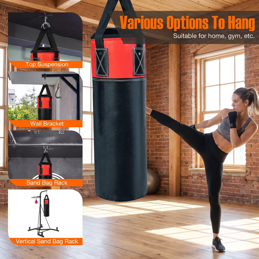 Airfind 11 Pound Kids Hanging Punching Bag Set with Hand Wraps and Padded Gloves for Karate Taekwondo Practice and Home Boxing Training, Black