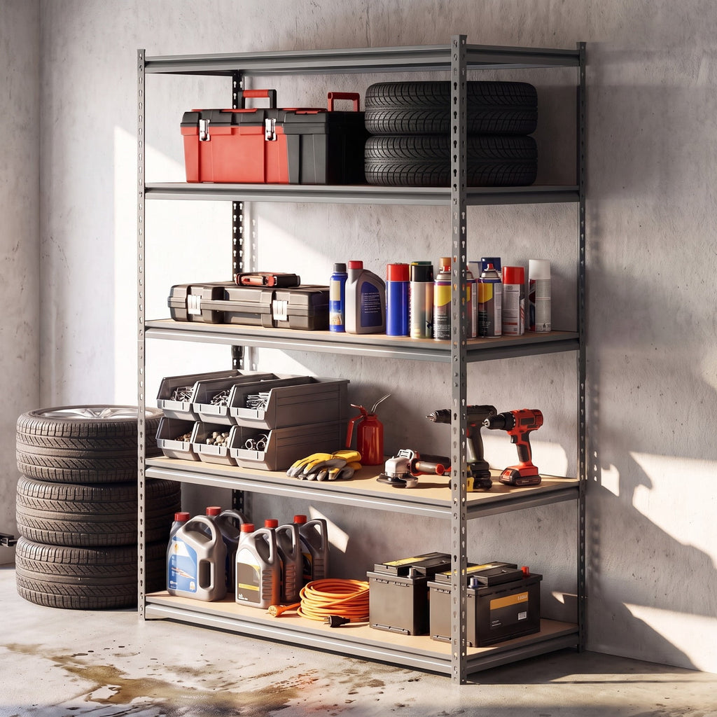 Airfind 5-Tier Garage Shelving Unit 2200 LBS Metal Storage Shelves Adjustable Utility Rack for Warehouse, 440 lbs Capacity, Metal MDF Frame, Gray