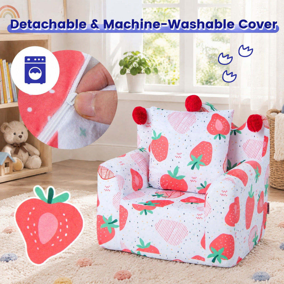 Airfind High-density Padding Kids Sofa with Armrest and Extra Pilow, 110 lbs Capacity, Ultra-Soft Velvet Sponge Frame, 23 x 18 x 22 Footprint