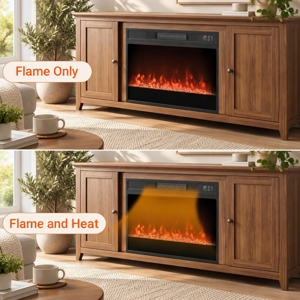 Airfind 5000 BTU 23-Inch Electric Fireplace Insert featuring Remote Control and Brightness, Metal Tempered Glass PP Frame, Black