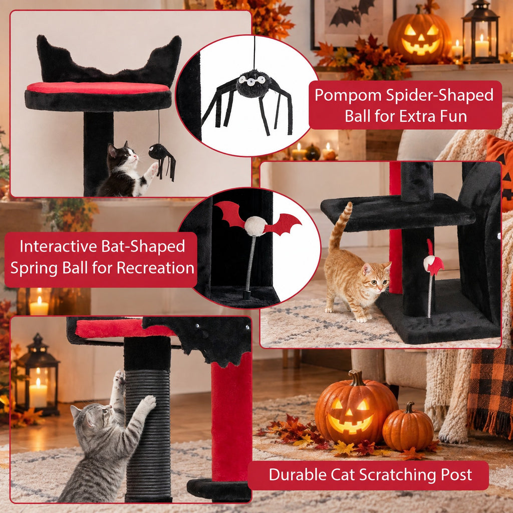 Airfind Gothic Cat Tree 53 Inch Tall Cat Tower with Cat Bed and Arch-Shaped Condo, 22 lbs Capacity, 23 x 19 x 53 Footprint, Black