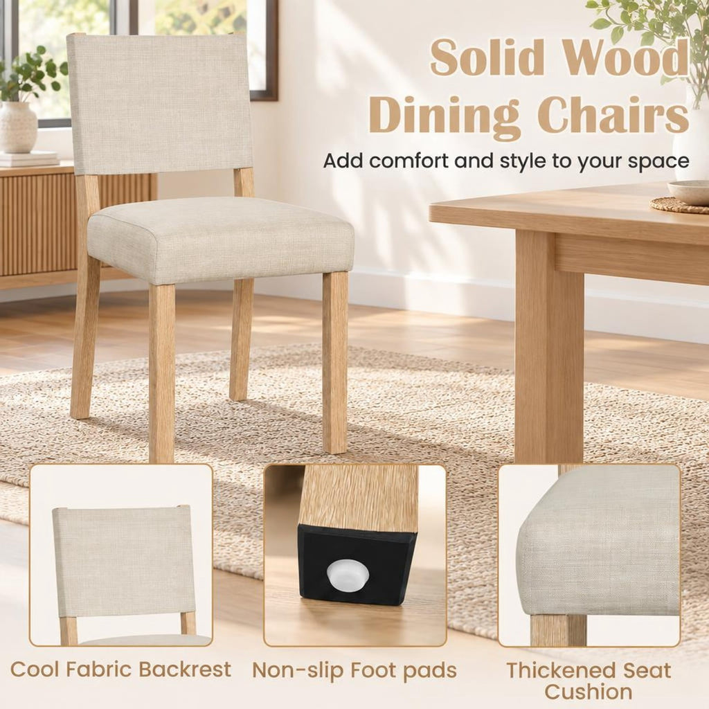 Airfind Upholstered Dining Chairs with Solid Rubber Wood Legs Set of 2, 330 lbs Capacity, Rubber Wood Engineered Wood Linen Fabric Sponge Frame