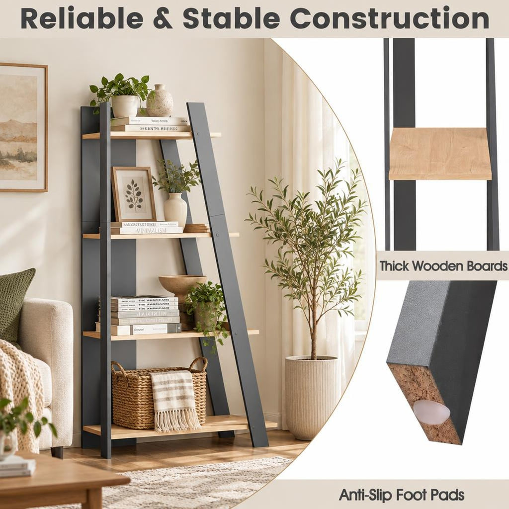 Airfind 4-Tier Modern Bookshelf Wooden Vertical Display Book Shelf for Small Space, Shelf 51 lbs Total Capacity, Engineered Wood Frame