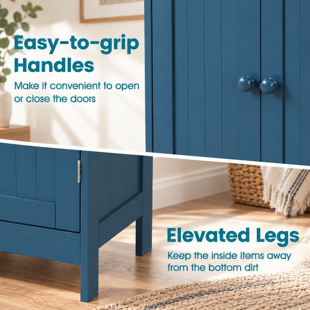 Airfind 2-Door Freestanding Wooden Bathroom Cabinet with Adjustable Shelf, 22 lbs Capacity, MDF Frame, 24in x 14in x 34.5in Footprint, Green