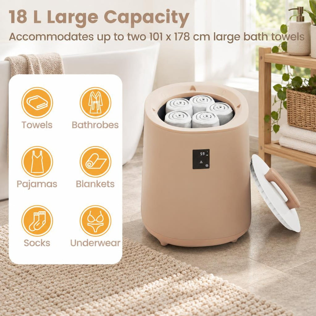 Airfind 18L Large Towel Warmer with LED Display and Auto Shut off, Plastic Frame, 14in x 14in x 20in Footprint, Coffee