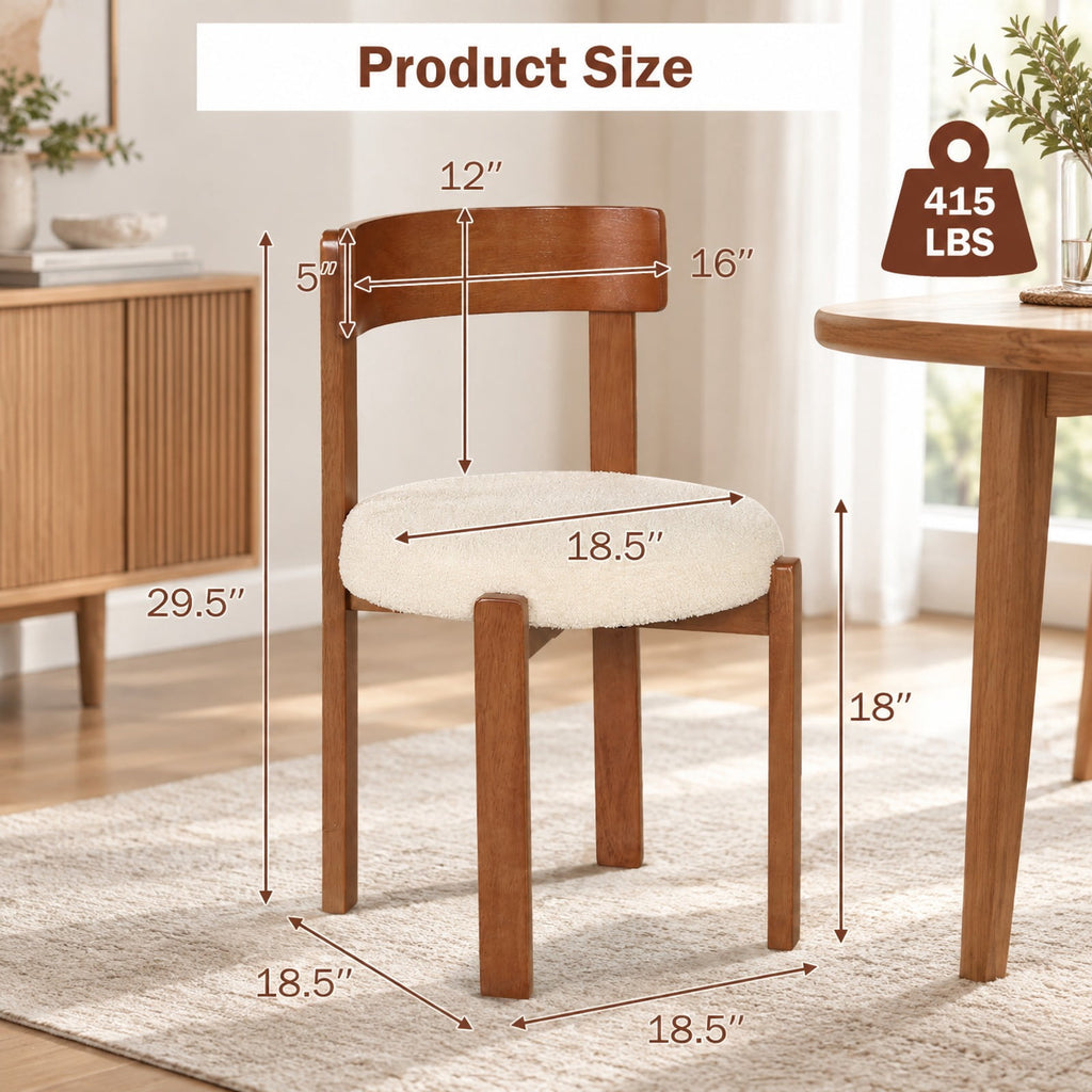 Airfind Modern Dining Chairs Set of 2 with Solid Rubber Wood Legs, 415 lbs Capacity, Rubber Wood Plywood Teddy Fleece Sponge Frame, Brown