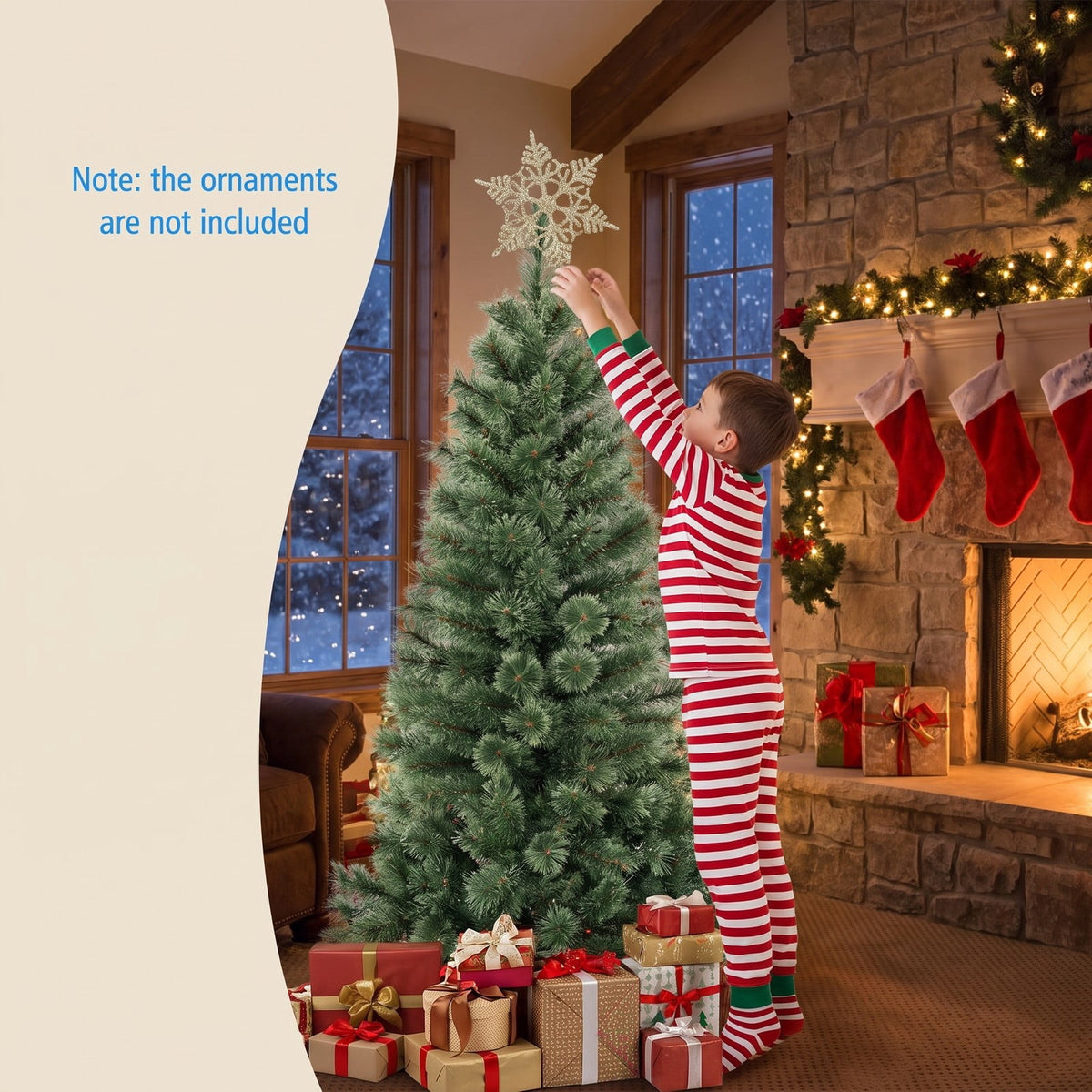 Airfind 4 Feet Pre, Pine Needles Cement Tree Height 120 cm Tree Width 50 cm Frame, Green+Gold, Size of the Base 18.5 x 18.5 x 26.5 cm