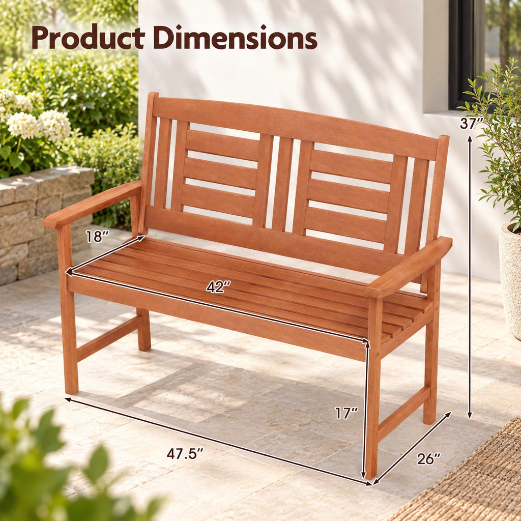 Airfind Outdoor Solid Wood Loveseat Hardwood 2, 660 lbs Capacity, Solid Wood Frame, 26 x 47.5 x 37 Footprint, Wood