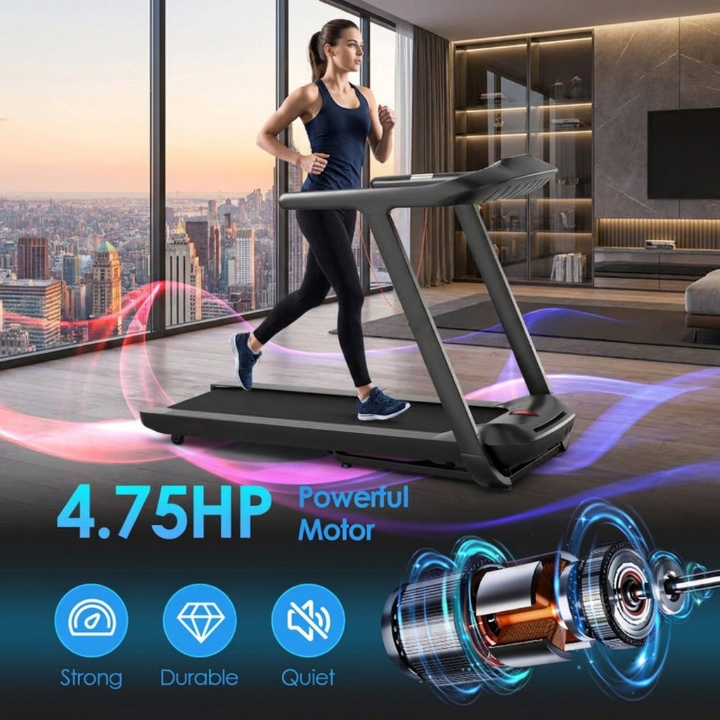 Airfind 4.75HP Folding Cardio Treadmill, Black