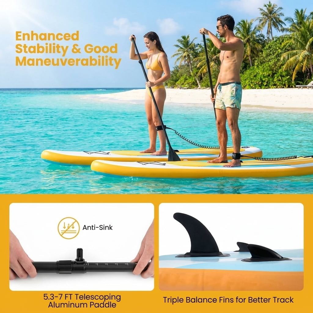 Airfind All-Around Inflatable Stand Up Paddle Board with Anti-Slip EVA Deck and 3 Removable Fins plus Accessory Kit and Travel Bag, Blue