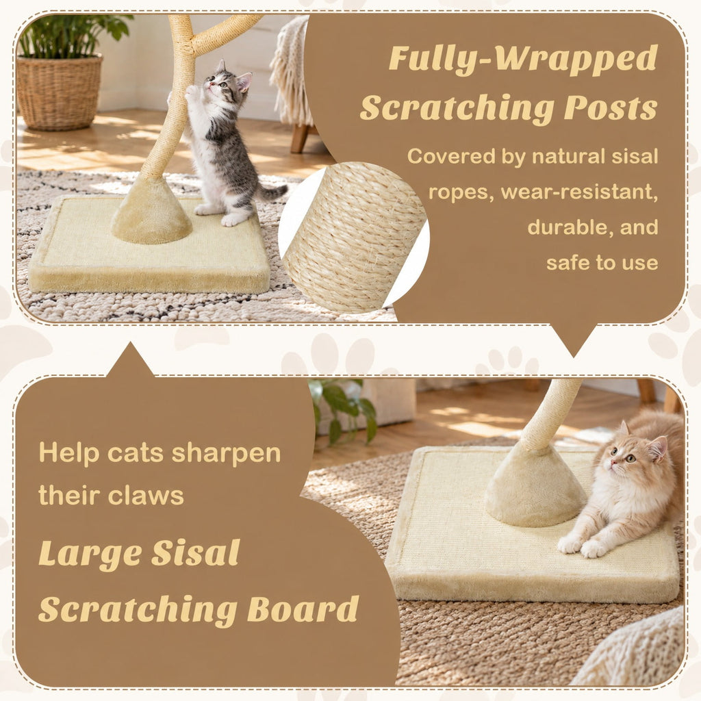 Airfind 70 Inch Tall Cat Tree 4-Layer Cat Tower with 3 Perches and Dangling Balls, 22 lbs Capacity, Engineering Board Metal Plush Sisal Rope Frame