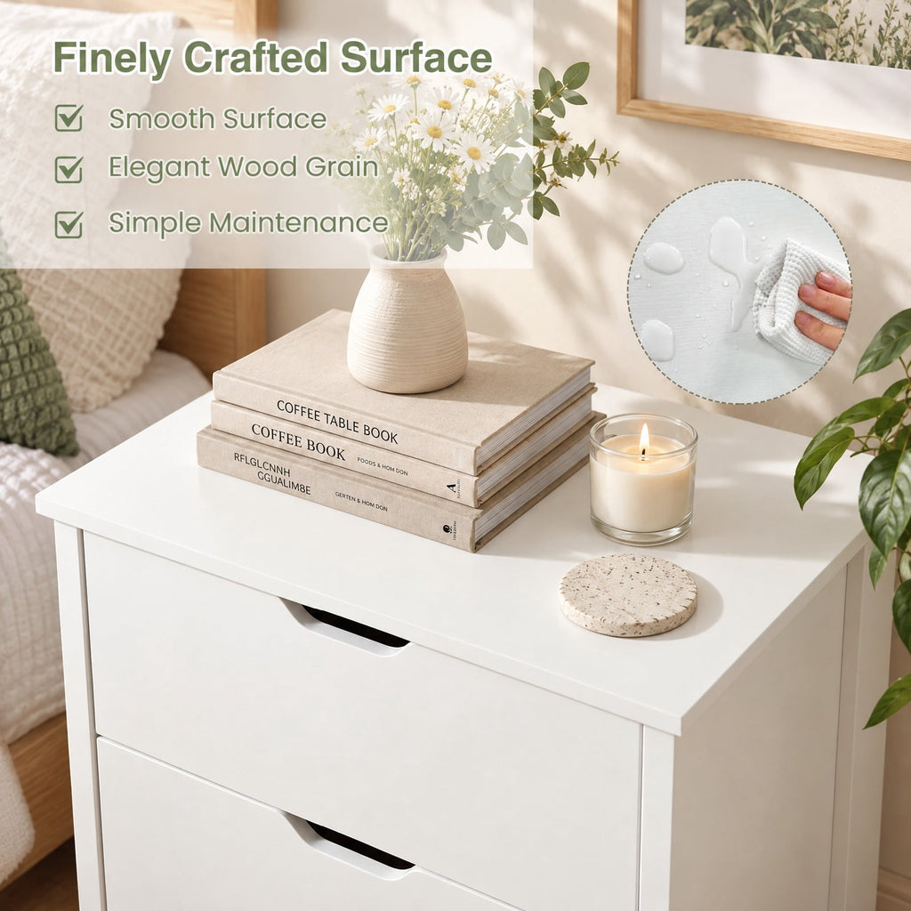 Airfind 4-Drawer Dresser Wooden Nightstand with Anti-Tipping Kits, 44 lbs Capacity, Engineered Wood MDF Frame, 24 x 16 x 37.5 Footprint, White