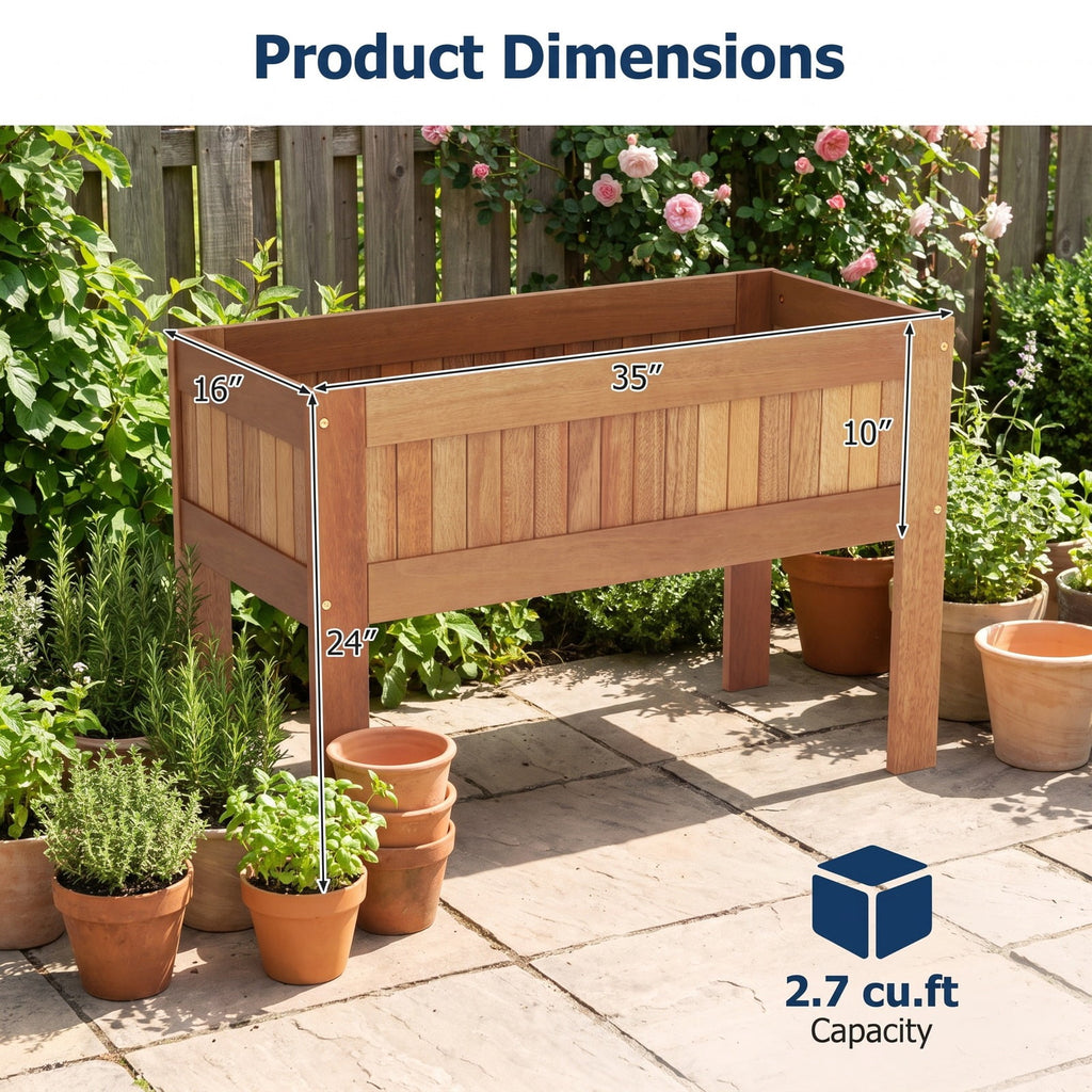 Airfind Wooden Raised Garden Bed Solid Wood Elevated Planter Box with Legs, 50 lbs Capacity, Solid Wood Frame, Wood