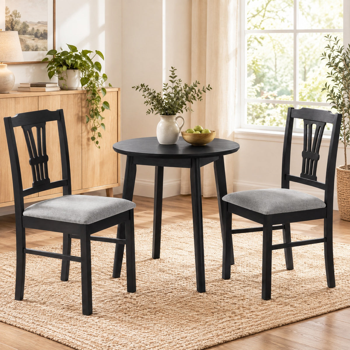 Airfind Wooden Dining Chairs Set of 2 Upholstered Kitchen Chairs with Solid Rubber Wood Frame, Chair 330 lbs Capacity, 18.5 x 17 x 35 Footprint